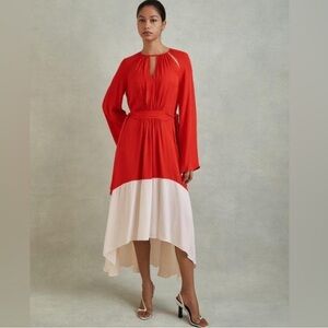 Reiss LUELLA COLOUR BLOCK FIT-AND-FLARE MIDI DRESS *NWT*